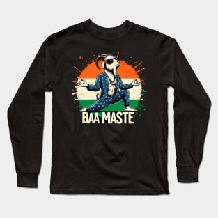 Baa Maste Namaste India Goat Yoga Funny Humor Sarcastic Pun Long Sleeve T-Shirt